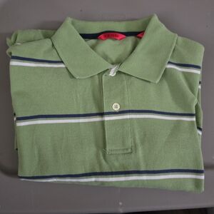 Izod Green Striped Polo Shirt